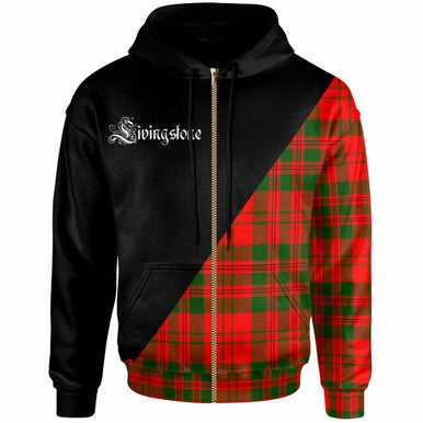 Scottish Livingstone Clan Crest Tartan Hoodie - Military Logo Zip-up Tartan Plaid
