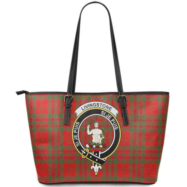 Scottish Livingstone Clan Crest Tartan Leather Tote Tartan Plaid