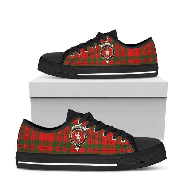 Scottish Livingstone Clan Crest Tartan Low Top Shoes Tartan Plaid Black