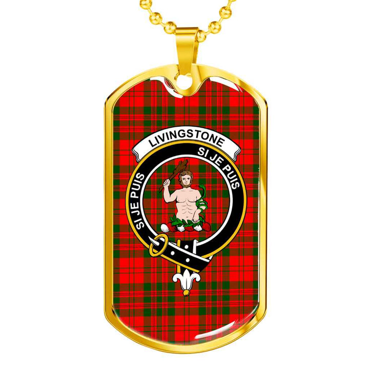 Scottish Livingstone Clan Crest Tartan Military Dog Tag Necklace Tartan Plaid 2
