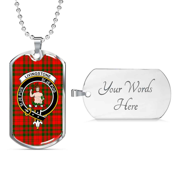 Scottish Livingstone Clan Crest Tartan Military Dog Tag Necklace Tartan Plaid 3