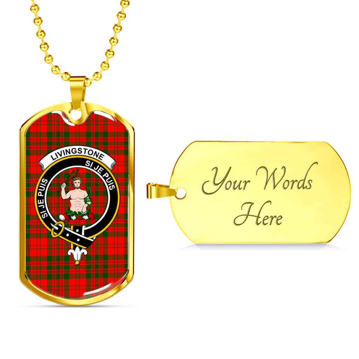 Scottish Livingstone Clan Crest Tartan Military Dog Tag Necklace Tartan Plaid 4
