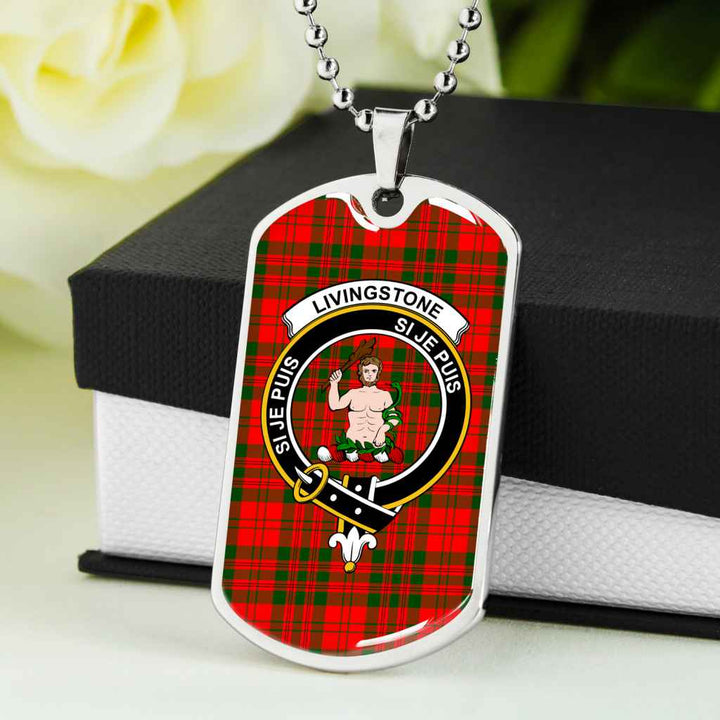 Scottish Livingstone Clan Crest Tartan Military Dog Tag Necklace Tartan Plaid 5