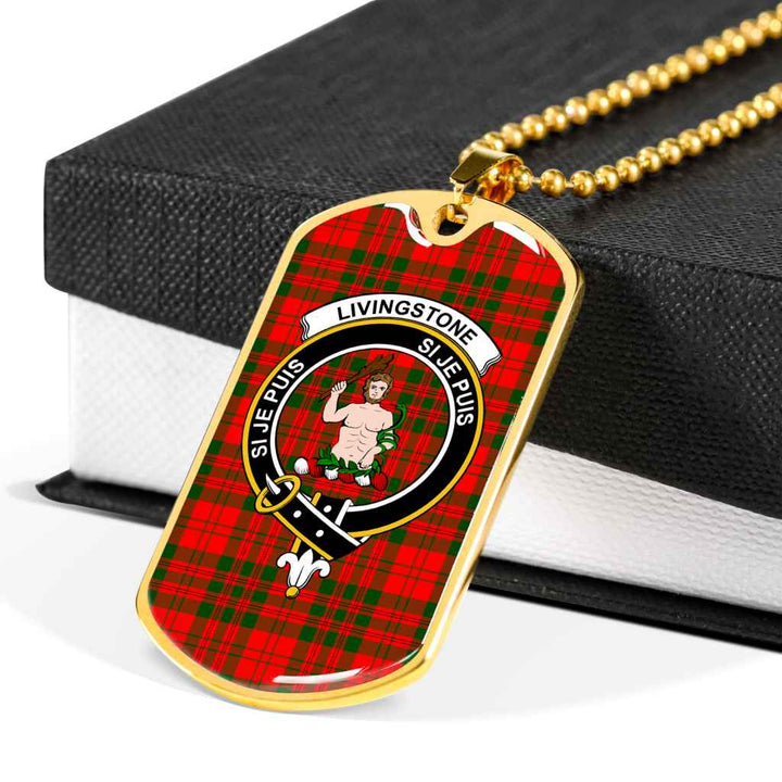 Scottish Livingstone Clan Crest Tartan Military Dog Tag Necklace Tartan Plaid 6