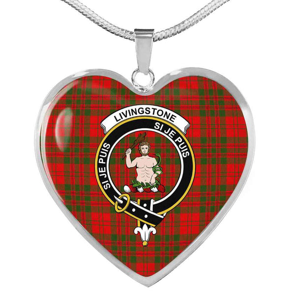 Scottish Livingstone Clan Crest Tartan Necklace Heart Tartan Plaid 1