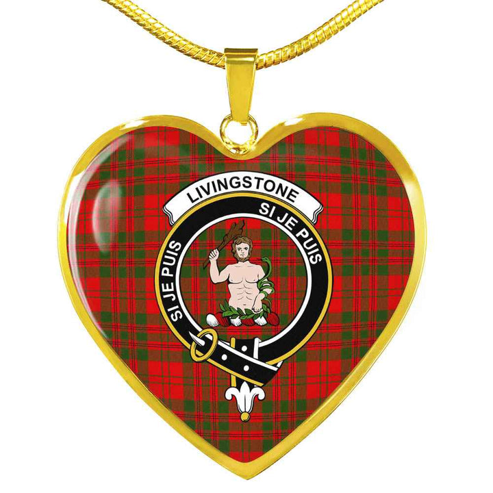Scottish Livingstone Clan Crest Tartan Necklace Heart Tartan Plaid 2