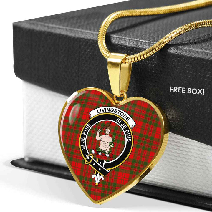 Scottish Livingstone Clan Crest Tartan Necklace Heart Tartan Plaid 6