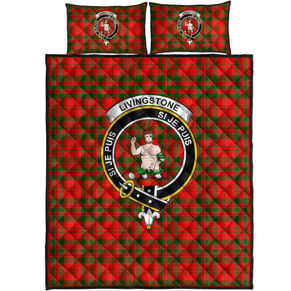 Scottish Livingstone Clan Crest Tartan Quilt Bed Set Tartan Plaid 1