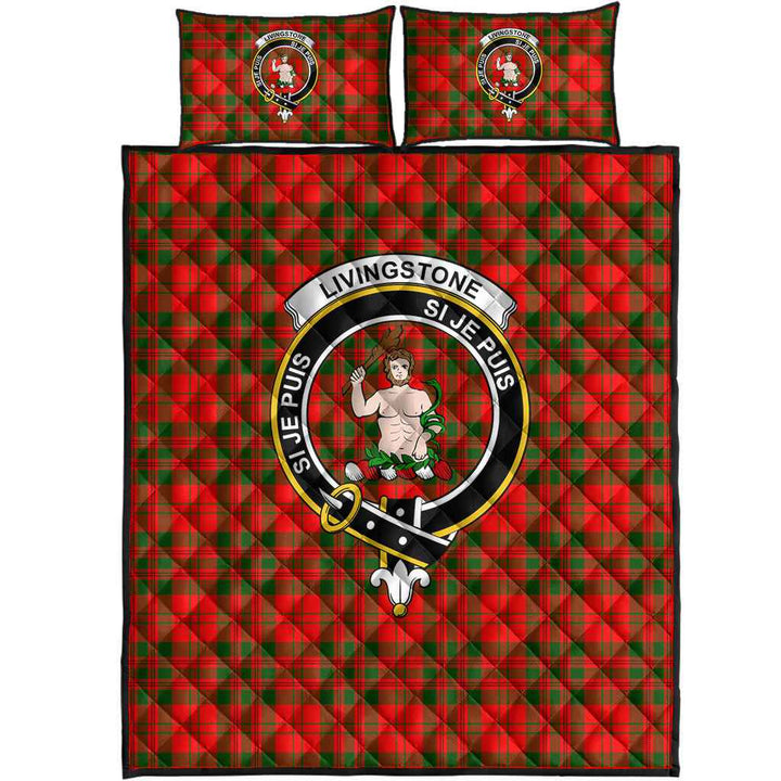 Scottish Livingstone Clan Crest Tartan Quilt Bed Set Tartan Plaid 1