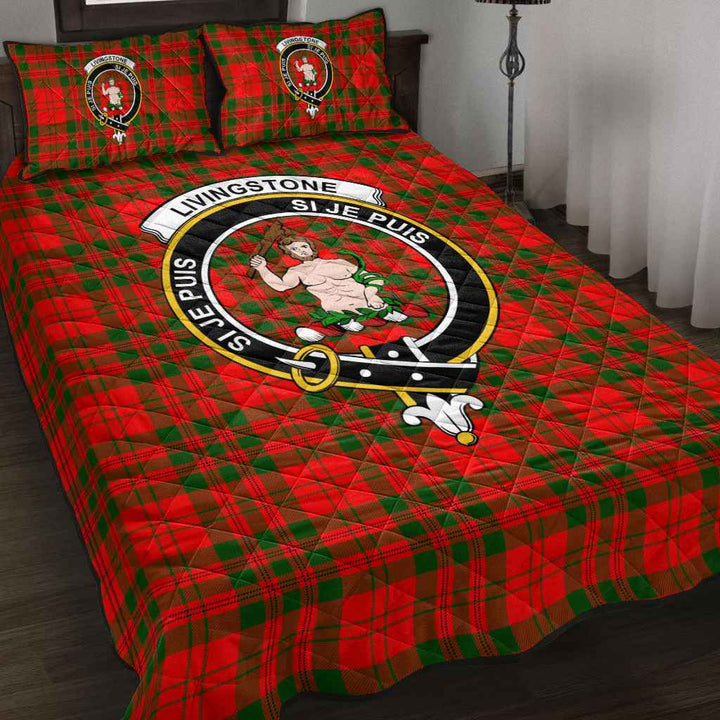 Scottish Livingstone Clan Crest Tartan Quilt Bed Set Tartan Plaid 2