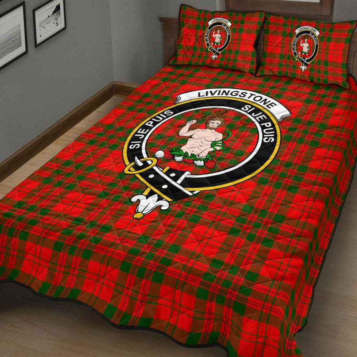 Scottish Livingstone Clan Crest Tartan Quilt Bed Set Tartan Plaid 3