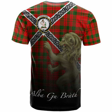 Scottish Livingstone Clan Crest Tartan T-Shirt - Celtic With Scotland Lion Back Side Tartan Plaid