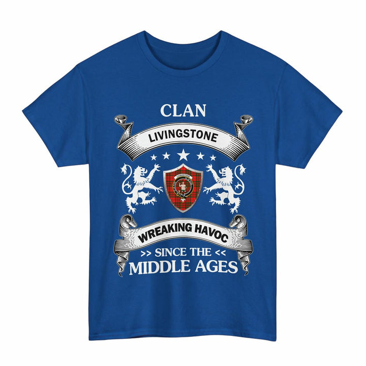 Scottish Livingstone Clan Crest Tartan T-Shirt Wreaking Havoc Design Tartan Plaid Royal Color
