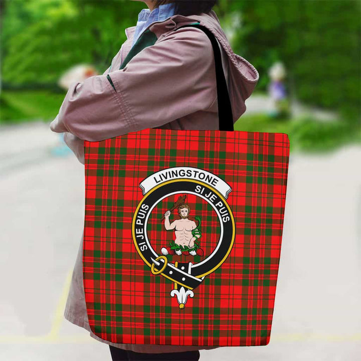 Scottish Livingstone Clan Crest Tartan Canvas Bag With Shoulder Strap Tartan Plaid 2