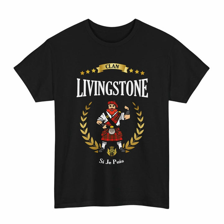 Scottish Livingstone Clan Tartan T-Shirt - Motto Scotsman Tartan Plaid Black Color