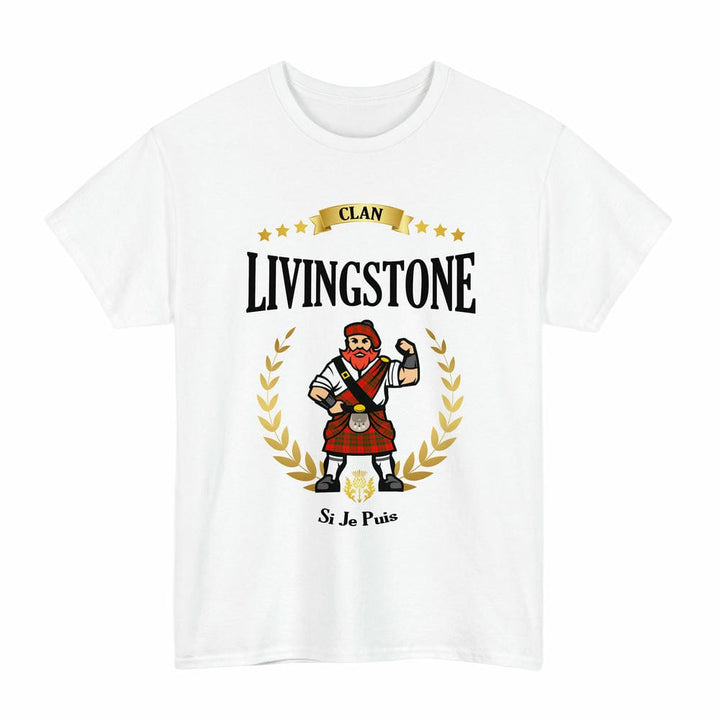 Scottish Livingstone Clan Tartan T-Shirt - Motto Scotsman Tartan Plaid White Color