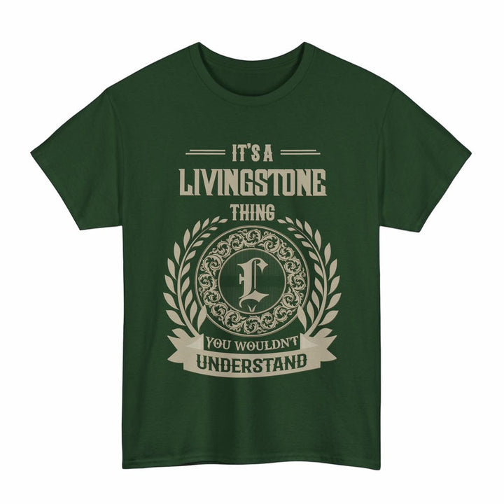 Scottish Livingstone Clan Tartan T-Shirt - Vintage Family Name Tartan Plaid Forest Green Color