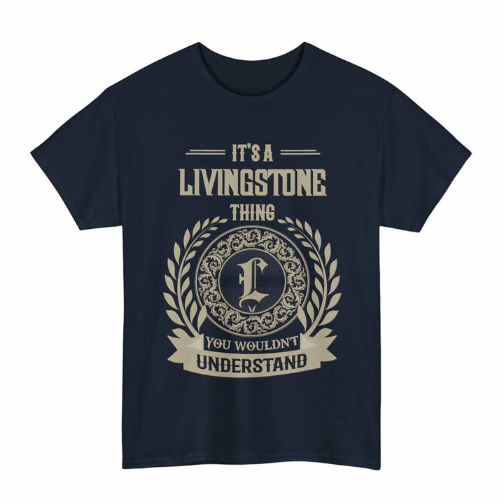 Scottish Livingstone Clan Tartan T-Shirt - Vintage Family Name Tartan Plaid Navy Color