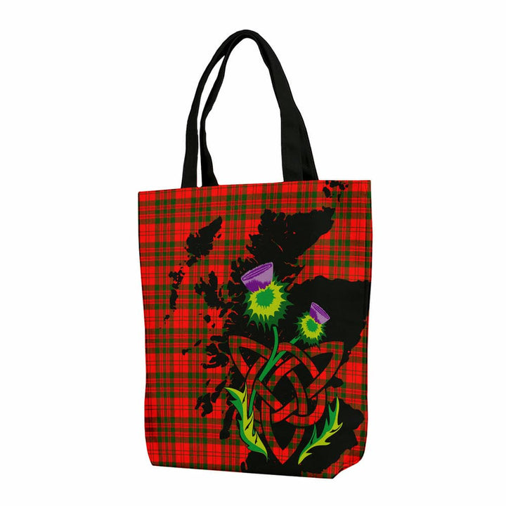 Scottish Livingstone Modern Clan Tartan Canvas Bag With Shoulder Strap With Thistle Tartan Plaid 1