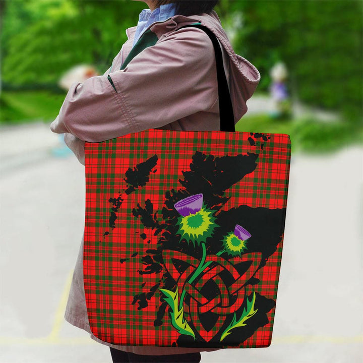 Scottish Livingstone Modern Clan Tartan Canvas Bag With Shoulder Strap With Thistle Tartan Plaid 2