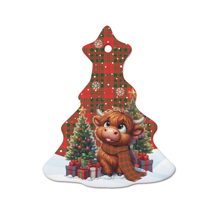 Scottish Livingstone Modern Clan Tartan Ceramic Ornament Cute Highland Cow Christmas Tree Style Tartan Plaid