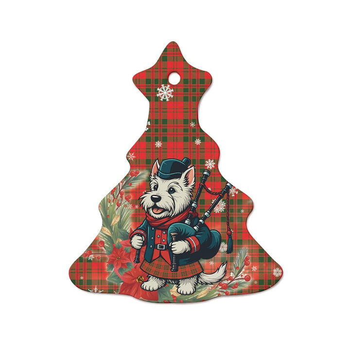 Scottish Livingstone Modern Clan Tartan Ceramic Ornament Cute Scottish Terrier Dog Tree Style Tartan Plaid