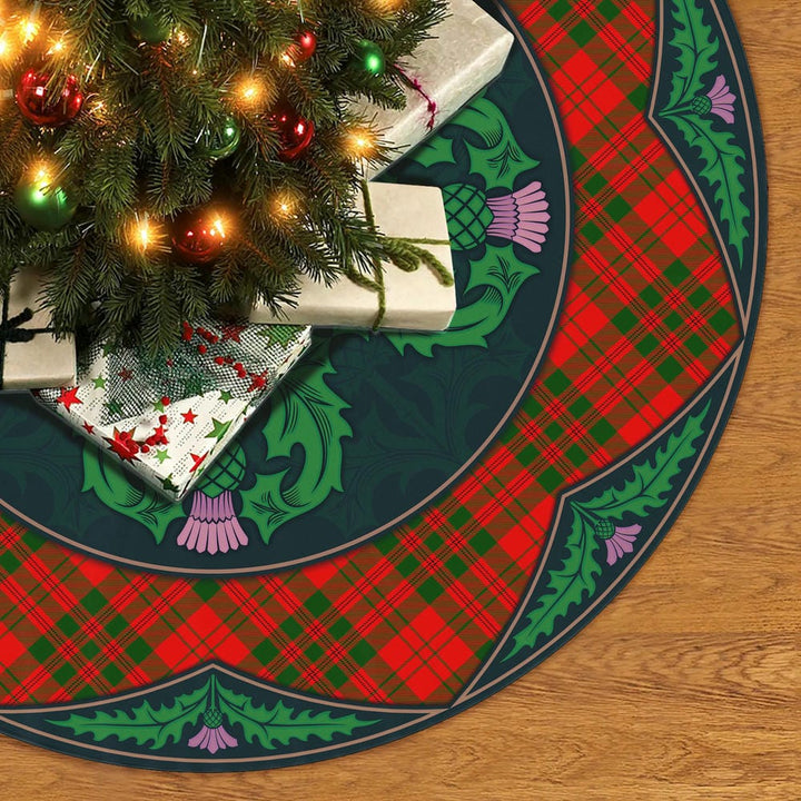 Scottish Livingstone Modern Clan Tartan Christmas Tree Skirt Old Scottish Thistle Flower No Tassels Tartan Plaid 2