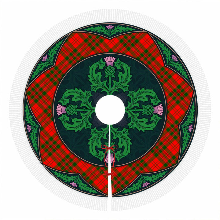 Scottish Livingstone Modern Clan Tartan Christmas Tree Skirt Old Scottish Thistle Flower Tassels Tartan Plaid 1