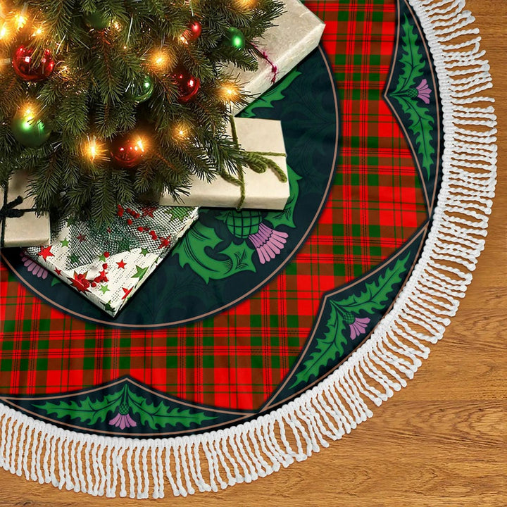 Scottish Livingstone Modern Clan Tartan Christmas Tree Skirt Old Scottish Thistle Flower Tassels Tartan Plaid 2