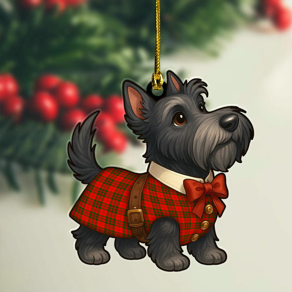 Scottish Livingstone Modern Clan Tartan Ornament Scottie Dog Tartan Plaid