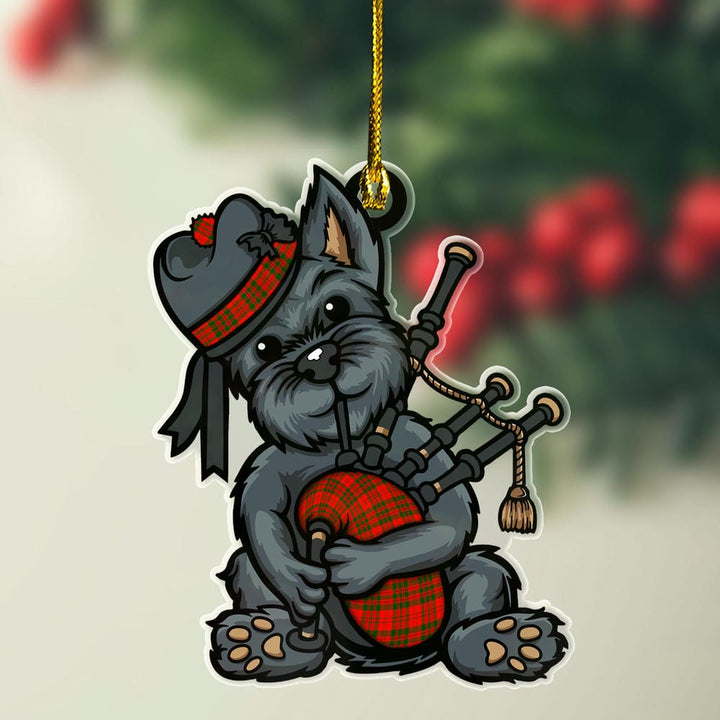 Scottish Livingstone Modern Clan Tartan Ornament Scottish Terrier Plays The Bagpipes Tartan Plaid