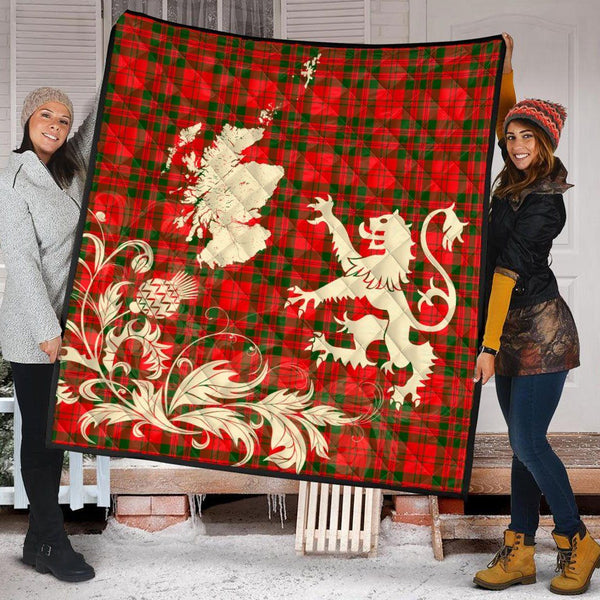 Scottish Livingstone Modern Clan Tartan Quilt Rampant Lion with Thistle Tartan Plaid 2