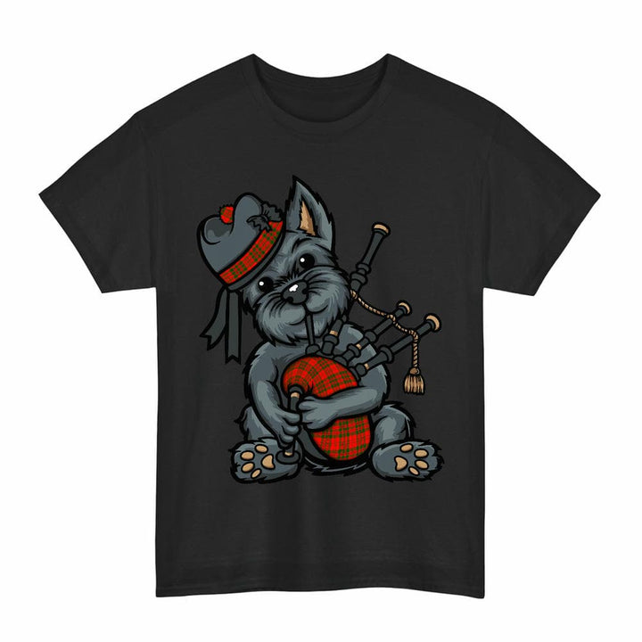 Scottish Livingstone Modern Clan Tartan Terrier Bagpipes T-Shirt Tartan Plaid Black Color