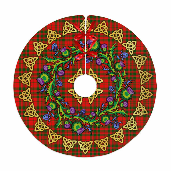 Scottish Livingstone Modern Clan Tartan Thistle Celtic Knot Christmas Tree Skirt No Tassels Tartan Plaid 1