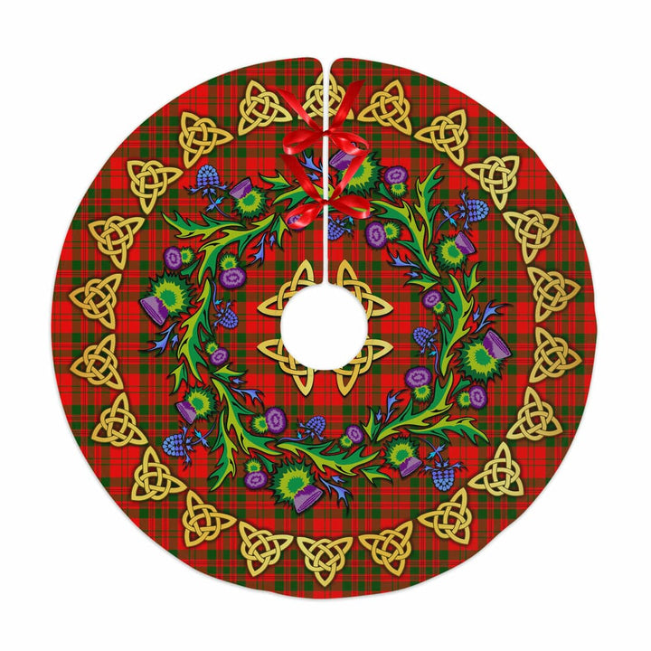 Scottish Livingstone Modern Clan Tartan Thistle Celtic Knot Christmas Tree Skirt No Tassels Tartan Plaid 1