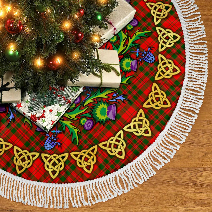 Scottish Livingstone Modern Clan Tartan Thistle Celtic Knot Christmas Tree Skirt Tassels Tartan Plaid 2