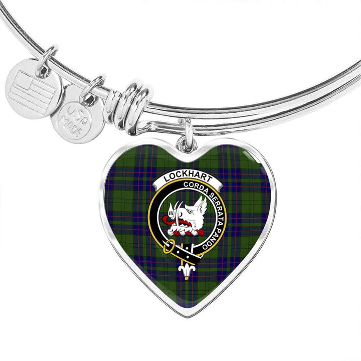 Scottish Lockhart Clan Crest Tartan Bangle Heart Tartan Plaid 1