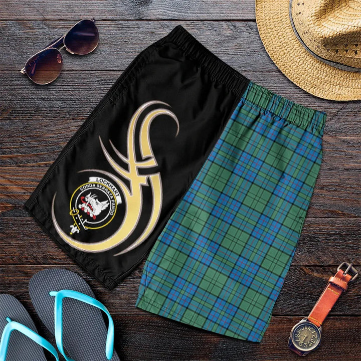 Scottish Lockhart Clan Crest Tartan Believe in Me Men's Shorts