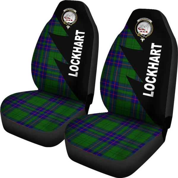 Scottish Lockhart Clan Crest Tartan Car Seat Covers - Flash Style 2