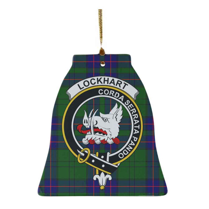 Scottish Lockhart Clan Crest Tartan Ceramic Ornament Bell Shape Tartan Plaid