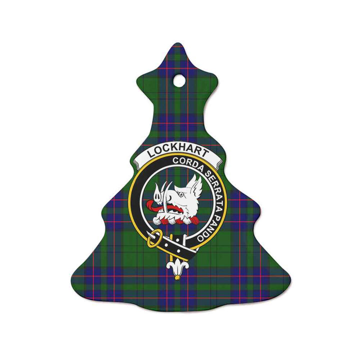 Scottish Lockhart Clan Crest Tartan Ceramic Ornament Tree Shape Tartan Plaid