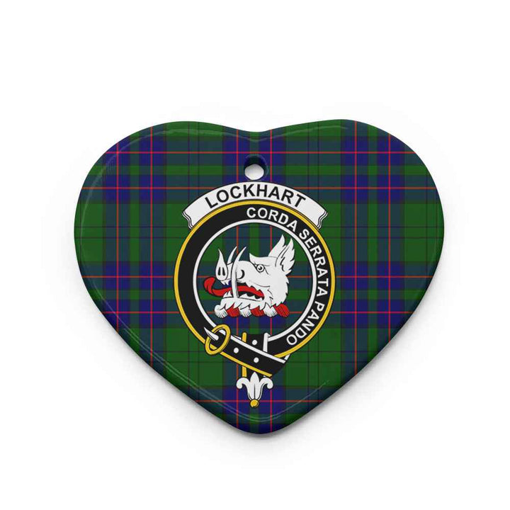 Scottish Lockhart Clan Crest Tartan Ceramic Ornament Heart Shape Tartan Plaid