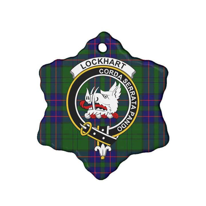Scottish Lockhart Clan Crest Tartan Ceramic Ornament Snow Flake Shape Tartan Plaid