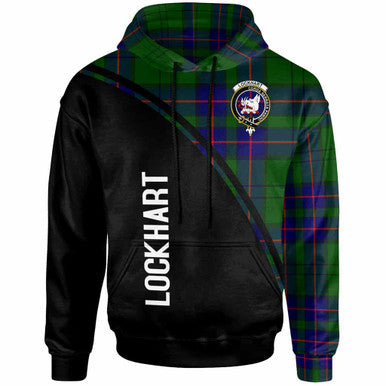 Scottish Lockhart Clan Crest Tartan Curve Hoodie Front Side Tartan Plaid