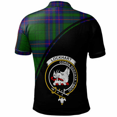 Scottish Lockhart Clan Crest Tartan Curve Polo Shirt Back Side Tartan Plaid