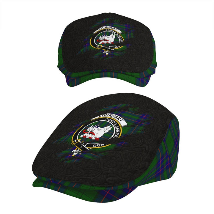 Scottish Lockhart Clan Crest Tartan Flat Cap - Scratch Style Tartan Plaid 5