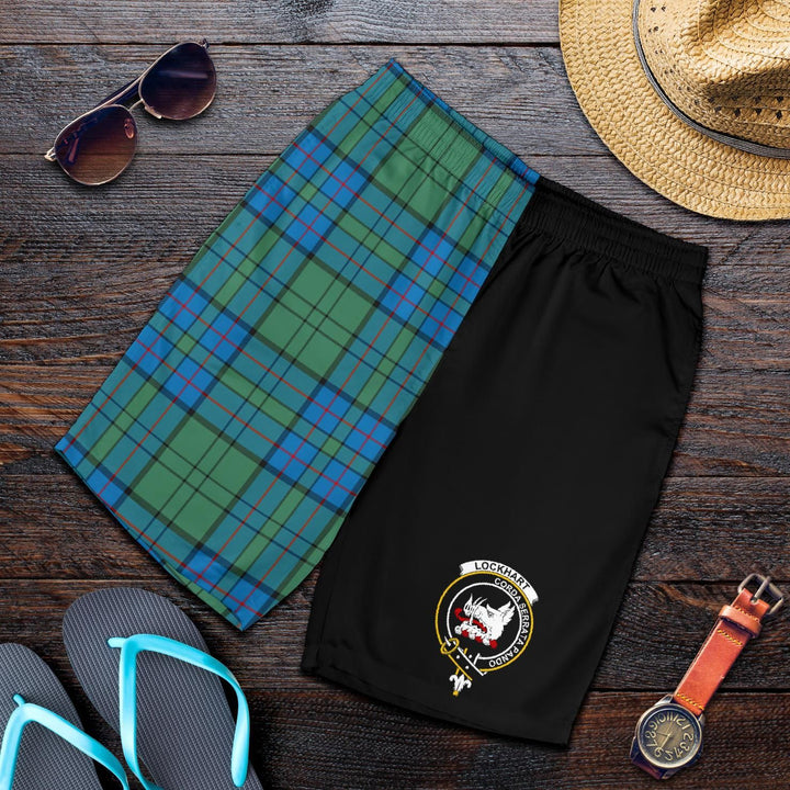 Scottish Lockhart Clan Crest Tartan Half of Me Men's Shorts