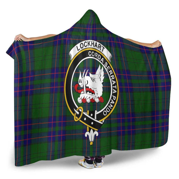Scottish Lockhart Clan Crest Tartan Hooded Blanket Tartan Plaid 2