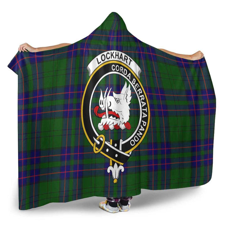 Scottish Lockhart Clan Crest Tartan Hooded Blanket Tartan Plaid 2