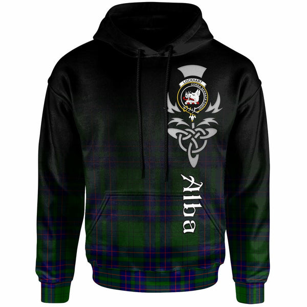 Scottish Lockhart Clan Crest Tartan Hoodie - Alba Gu Brath Family Crest Celtic Inspired Front Side Tartan Plaid